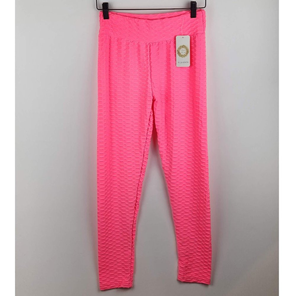 NWT Neon Pink Scrunch Butt Stretchy Leggings - Picture 1 of 4